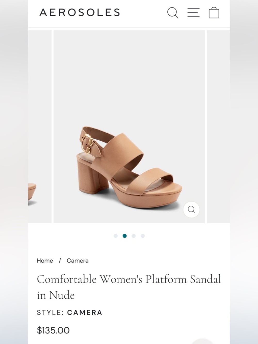 AEROSOLES “Camera” Platform Heel Sandals with Slingback Gold Buckle Detail - Picture 2 of 4